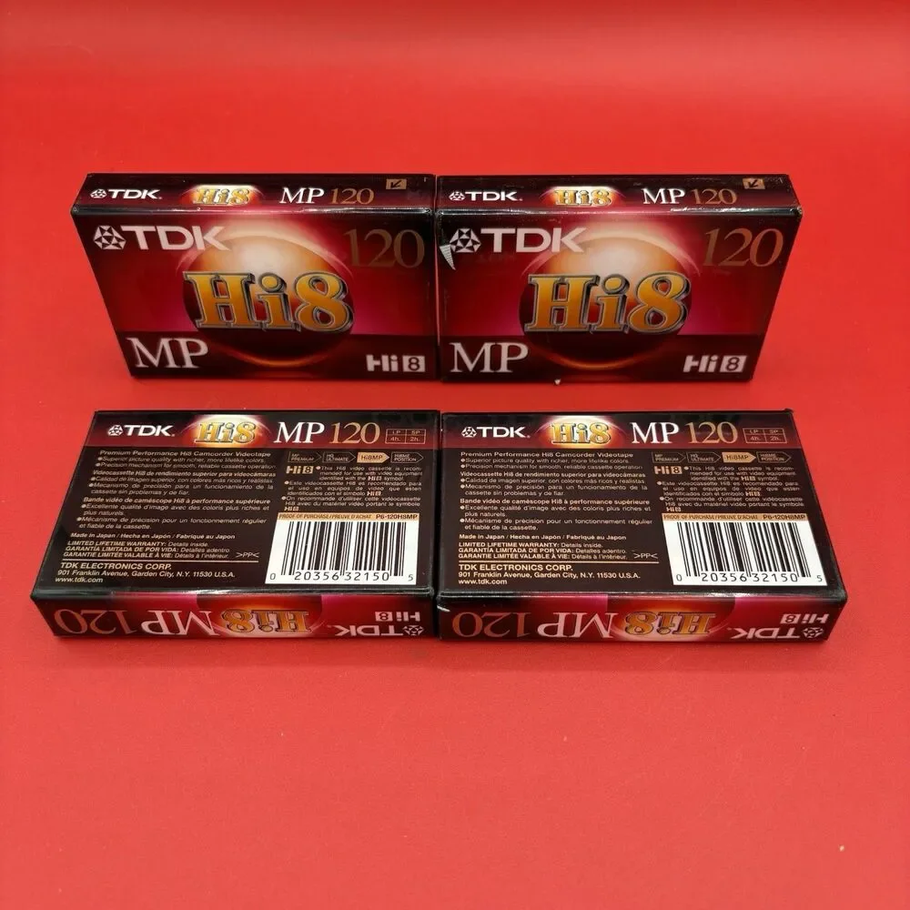 TDK Hi8 Camcorder Tapes MP 120 min Sealed New Lot of 4